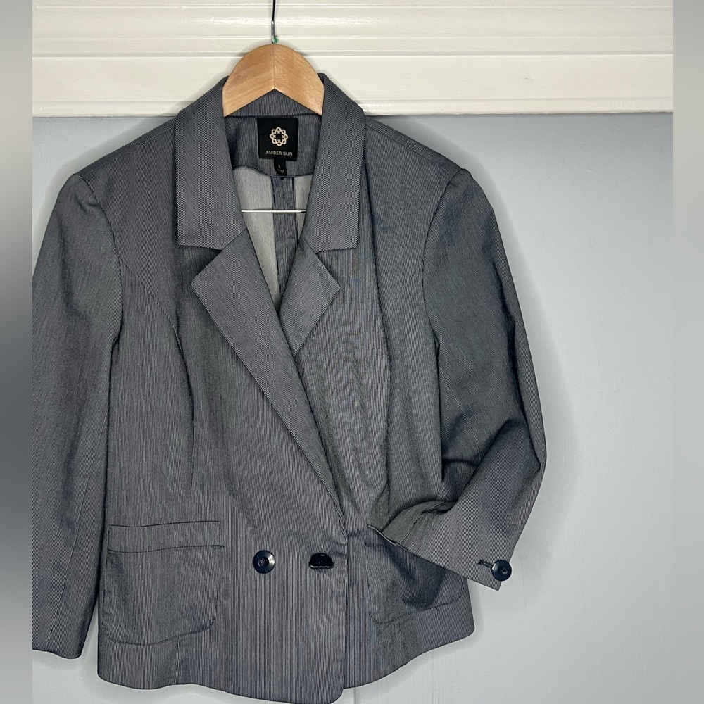 Amber Sun Gray button‎ blazer suit jacket